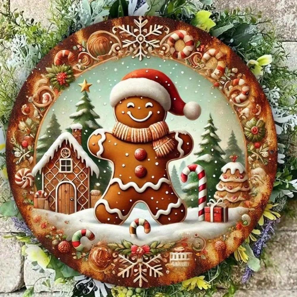 

Vintage Iron Gingerbread Man Sign, 8 Inch Metal Wall Plaque for Christmas Halloween Home Decor, Farmhouse Cafe Bar Ornament 20x20