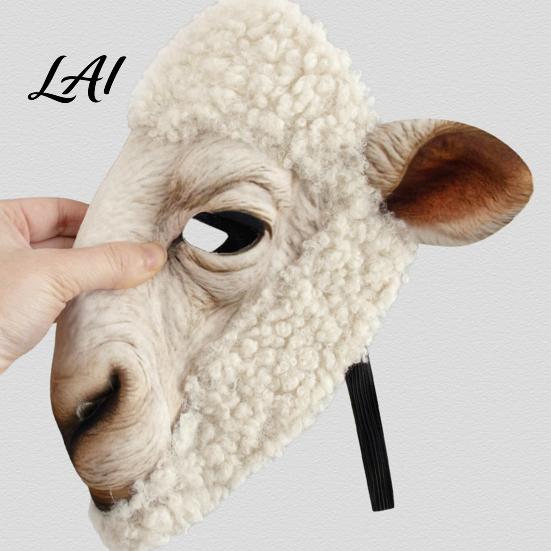Brown Bear Costume Mask Realistic Animal Mask Sheep Full Face for Parties Cosplay Halloween Party Props Large Eye Opening