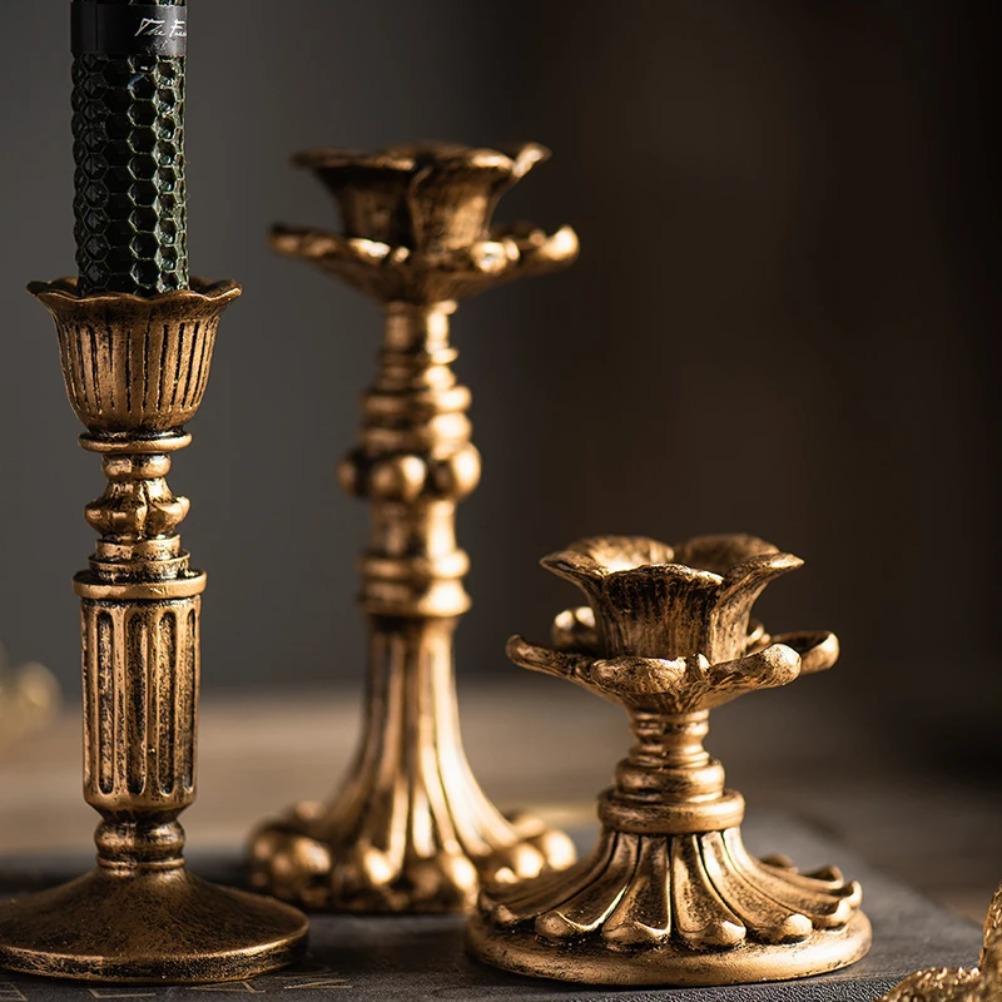 Retro Resin Candle Holder Antique Candle Holders Set Dining Room Table Top Decoration Wedding Decoration Photography Props