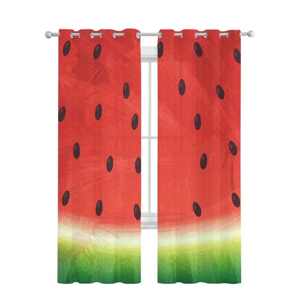 Watermelon Fruit Cartoon Sheer Curtains for Living Room Decoration Tulle Voile Organza Window Curtains for Kitchen Bedroom