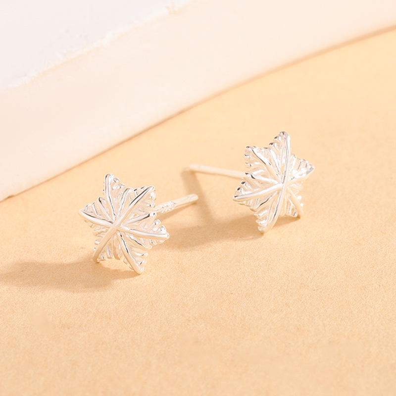 2025 S925 Sterling Silver Snowflake Stud Earrings: High-End Luxury Autumn/Winter Fashion for Women 925 Sterling Silver