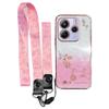 KADEM For Xiaomi Redmi Note 14 4G (164.84mm) Case Flower Pattern TPU Gradient Phone Cover with Lanyards