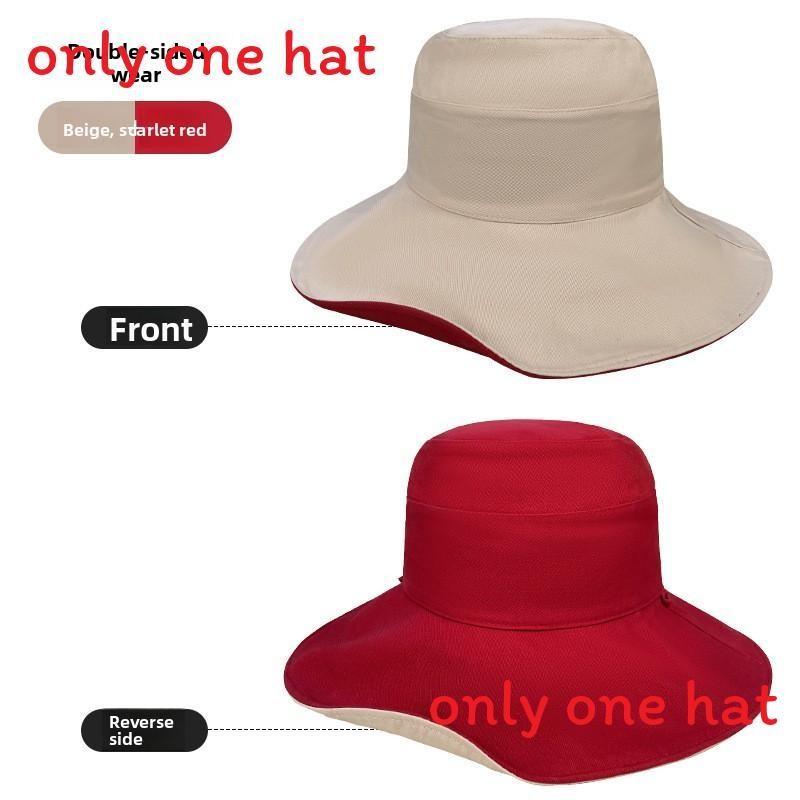 Reversible Wide Brim Sun Hat With Solid Color Design For Summer Use Casual