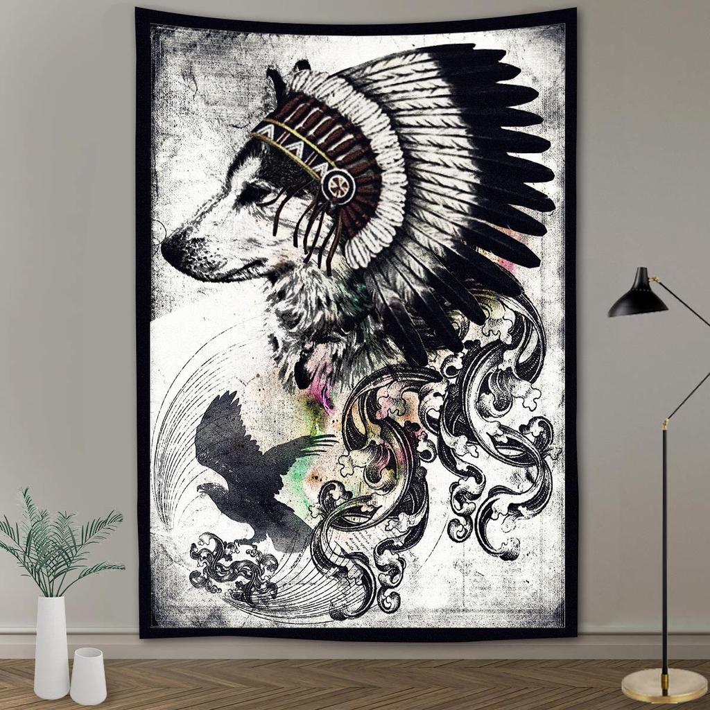Simsant Forest Wildlife Tapestry Psychedelic Lion Forest Wall Hanging Tropical Plants Nature Landscape Dorm Bank