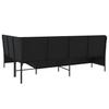 L Shaped Garden Sofa with Cushions Black Poly Rattan
