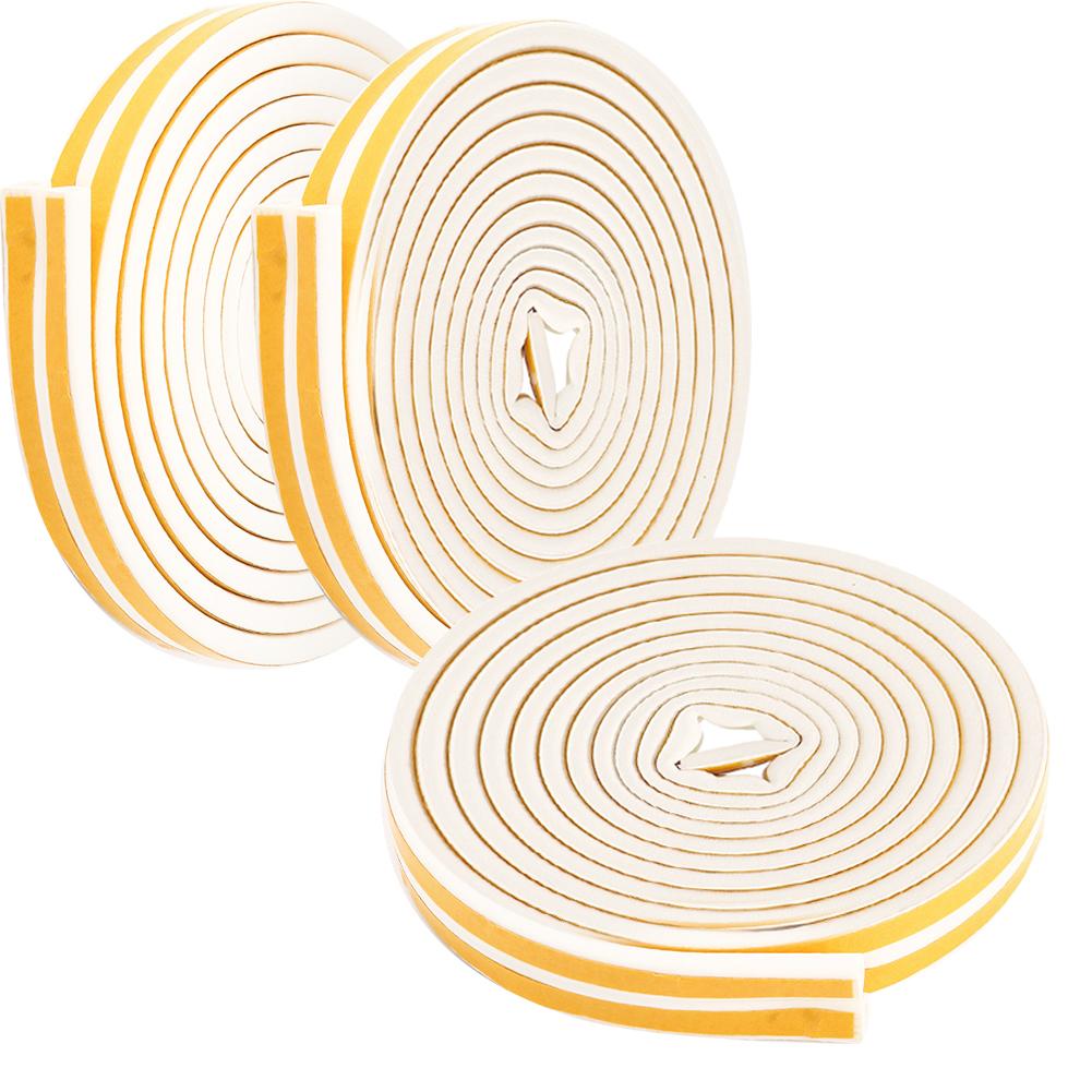 3 szt. 5m Uszczelka pogodowa do okien i drzwi Dźwiękoszczelna Samoprzylepna Listwa uszczelniająca Biała 9x6mm