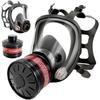 Volledig Gezichtsmasker, Gasmasker met 40mm Actief Koolstoffilter voor Gassen, Dampen, Stof, Chemische Stoffen Perfect voor Schilders en Doe-het-zelf Projecten
