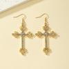 European & American Style Diamond Inlaid Cross Earrings for Women