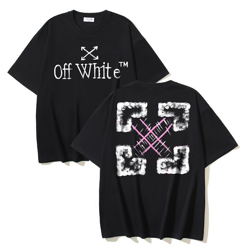 Off-White Wiosna/Lato 2025 Nowy Wzór Strzałki z Literami OW Chmura Bluza z Okrągłym Dekoltem i Krótkim Rękawem Męska i Damska