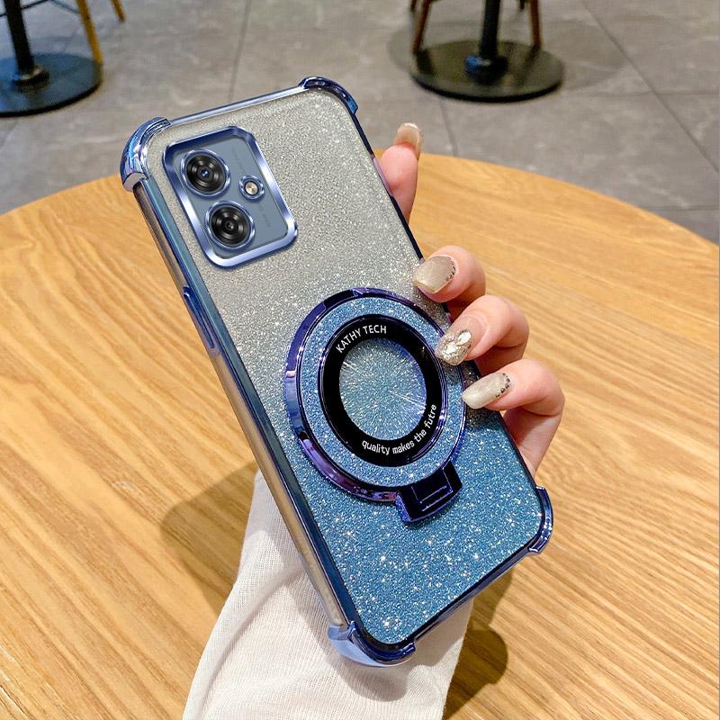 G10 G20 G30 Glitter Phone Case For Motorola Moto G10 G20 G30 G84 G54 G82 5G G52 G71S Soft Plating Shockproof Holder Ring Cover