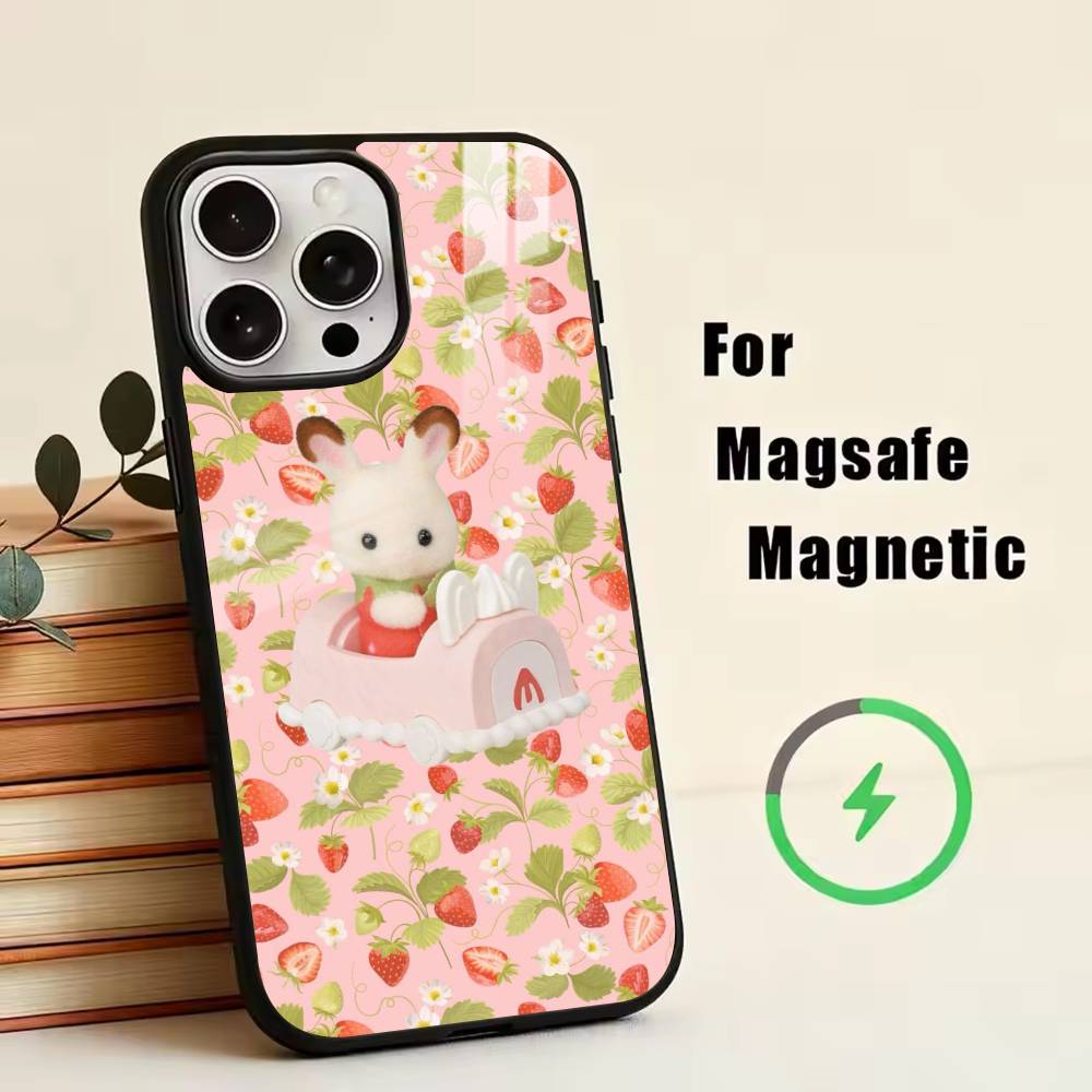 Cute Flower Lop Rabbit  Phone Case For iPhone17,16,15,14,13,12,11 Plus,Pro Magnetic with Magsafe Wireless Charging