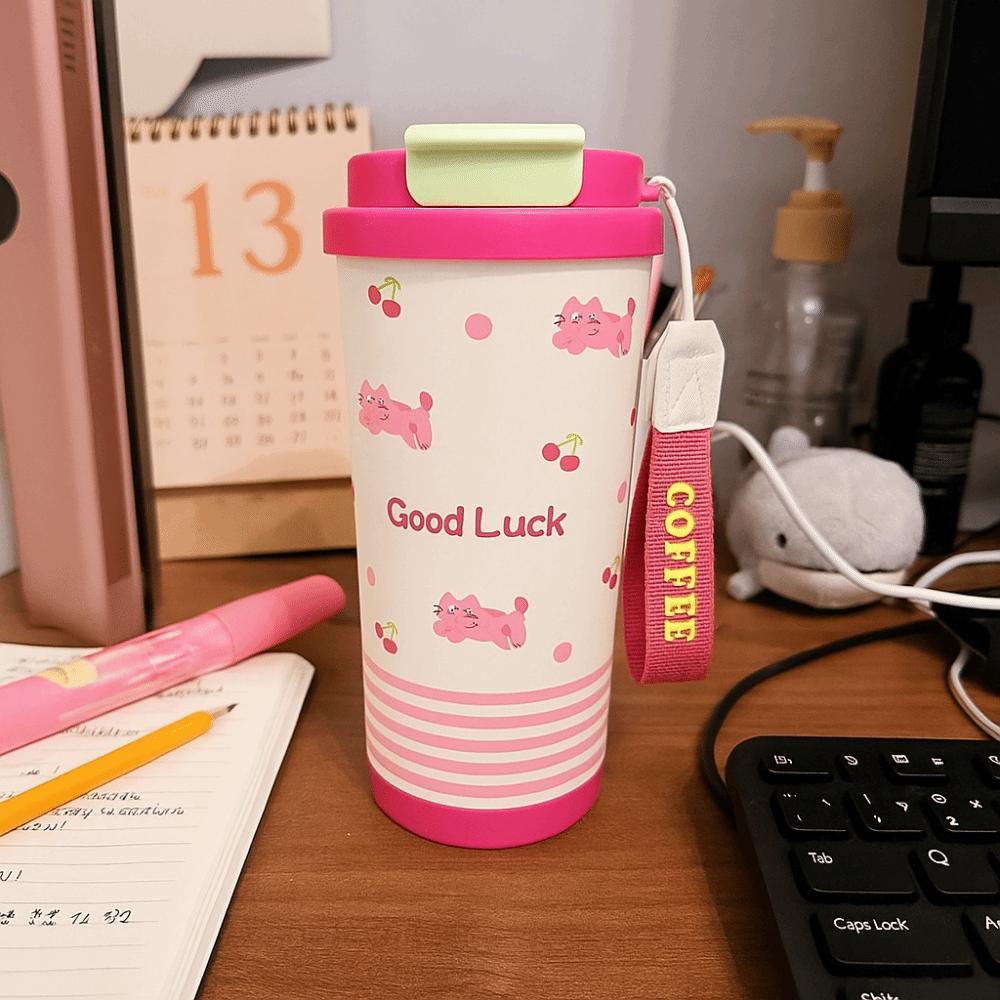 Leak-Proof Stainless Steel Mug Cartoon Pattern Coffee Cup Cute Thermal Mug  Hiking