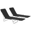 Day and Night - Day and Night Folding Loungers 2 Units Black Steel and Fabric