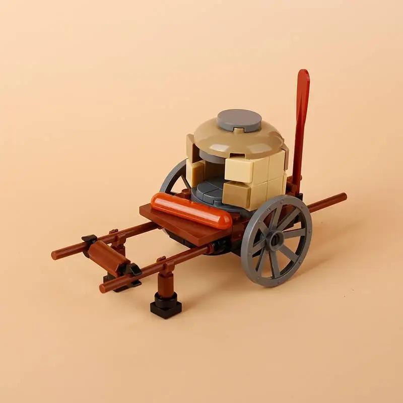 MOC Medieval Building Blocks Set Hanging Cage Guillotine Castle Fountain Bonfire Tent Bulletin Board Ox Cart Carriage Gift Toy