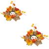2 Pack Artificial Berry and Maple Leaf Candle Ring Wreaths for Table Centerpiece and Home Decoration Suitable for Various Occasions