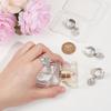 304 Stainless Steel Cuff Rings, with Alloy Rhinestone Heart Pendant, Stainless Steel Color, Inner Diameter: 17~18mm, 4pcs/set