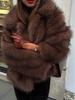Women's Faux Fur Short Coat with Turn-Down Collar - Casual Versatile Street Style