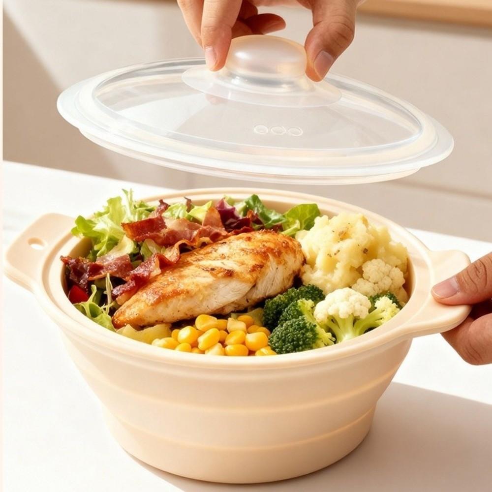 Food Grade Silicone Collapsible Steaming Pot Foldable Microwave Steamer Bowl Picnic