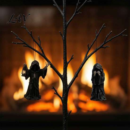 Haunted House Decor Grim Reaper Advent Calendar 2026, 24-Day Halloween Countdown with 24 Collectibles Pcs Mini 2D Flat Black Robed Figures for