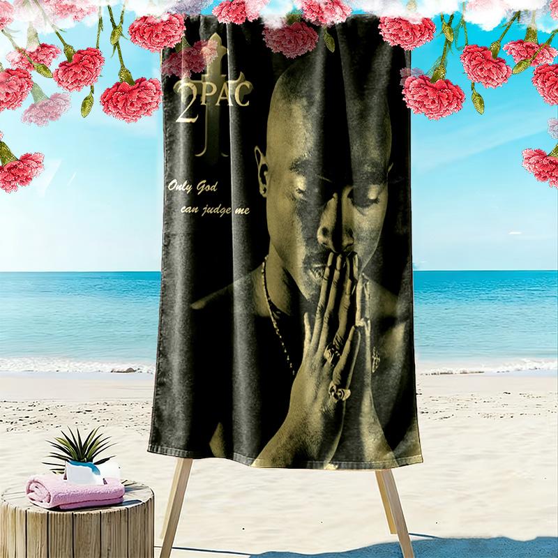 Faith Reflection: 2Pac's Spiritual Journey Beach Towel Outdoor Camping Beach Quick-drying Swim Towel Swim Absorbent Bath Towel Comfort Printing