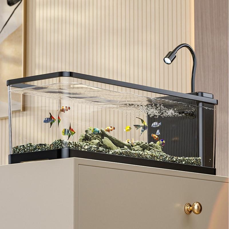 Acquario Stream in Acrilico da Scrivania Eco Filtro Laterale Acquario Paesaggistico Trasparente Simulazione Fiume Arredamento Acquatico Moderno per la Casa