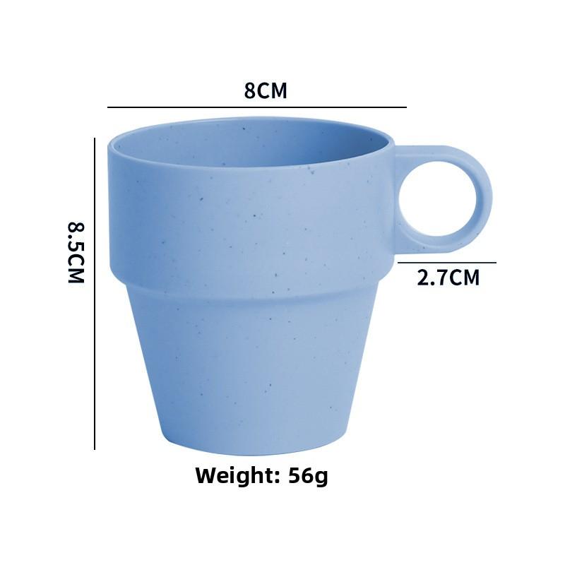 Wheat Straw Water Cup with Anti-scald and Anti-slip Handle, Household Plastic Insulated Cup, Simple Plastic Cup
