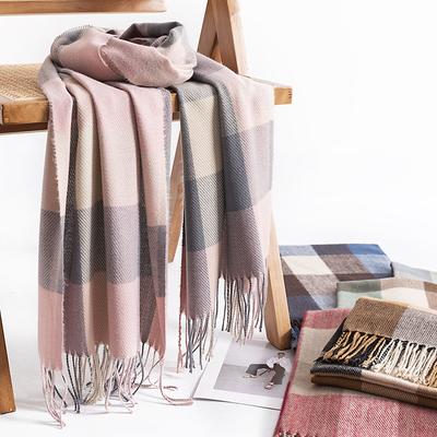 Maillard Checkered Scarf Autumn New Imitation Cashmere Scarf Women's Fresh and Sweet Shawl Warm Scarf