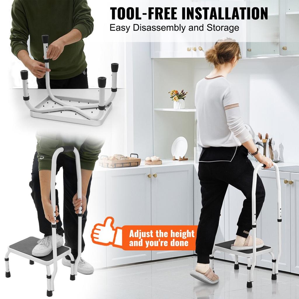 Step Stool Ladder 3 Adjustable Height with Handle Max Load 150KG for RVs