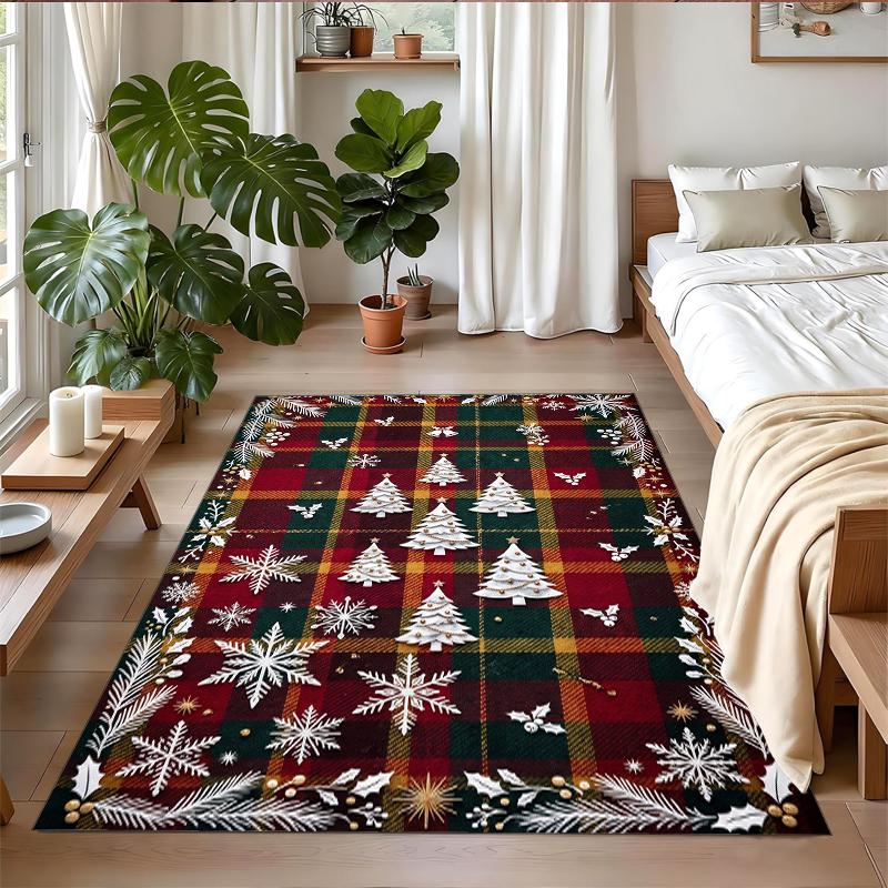 Christmas Printed Square Area Rug Soft Non Slip Floor Carpet For Bedroom Holiday Gift