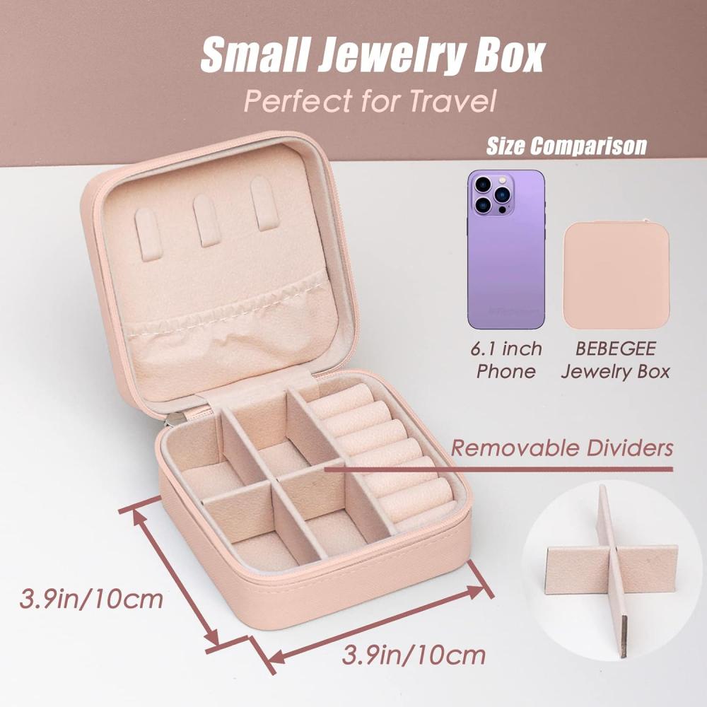 Portable Jewelry Travel Box - Mini Organizer Jewelry Storage Box for Necklaces, Earrings and Rings, Suitable for Girls and Ladie