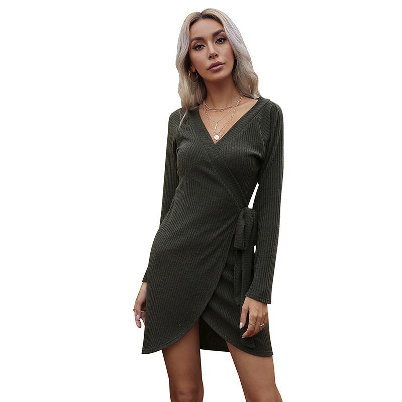 Women's Vintage V-Neck Slim Wrap Knitted Cardigan Dress