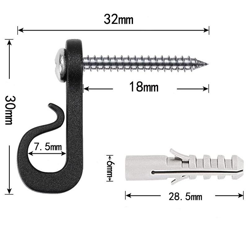 10Pcs Plastic Lights Hook With Screw New String Light Hangers Garage Hooks For Indoor Outdoor Holiday Lights Accessories