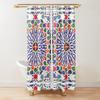 Moroccan Trellis Lattice Pattern Shower Curtain,Indigo Navy Blue White Vintage Geometric Lattice Bathroom Curtains With Hooks
