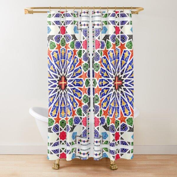 Moroccan Trellis Lattice Pattern Shower Curtain,Indigo Navy Blue White Vintage Geometric Lattice Bathroom Curtains With Hooks