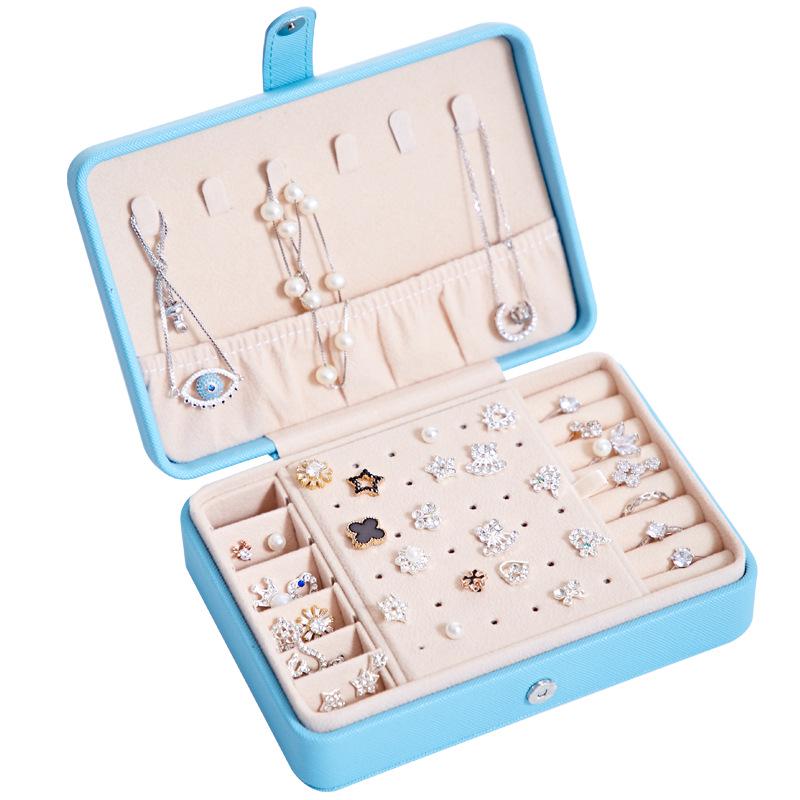 Portable PU Minimalist Jewelry Box for Studs and Rings - Multifunctional Storage Box