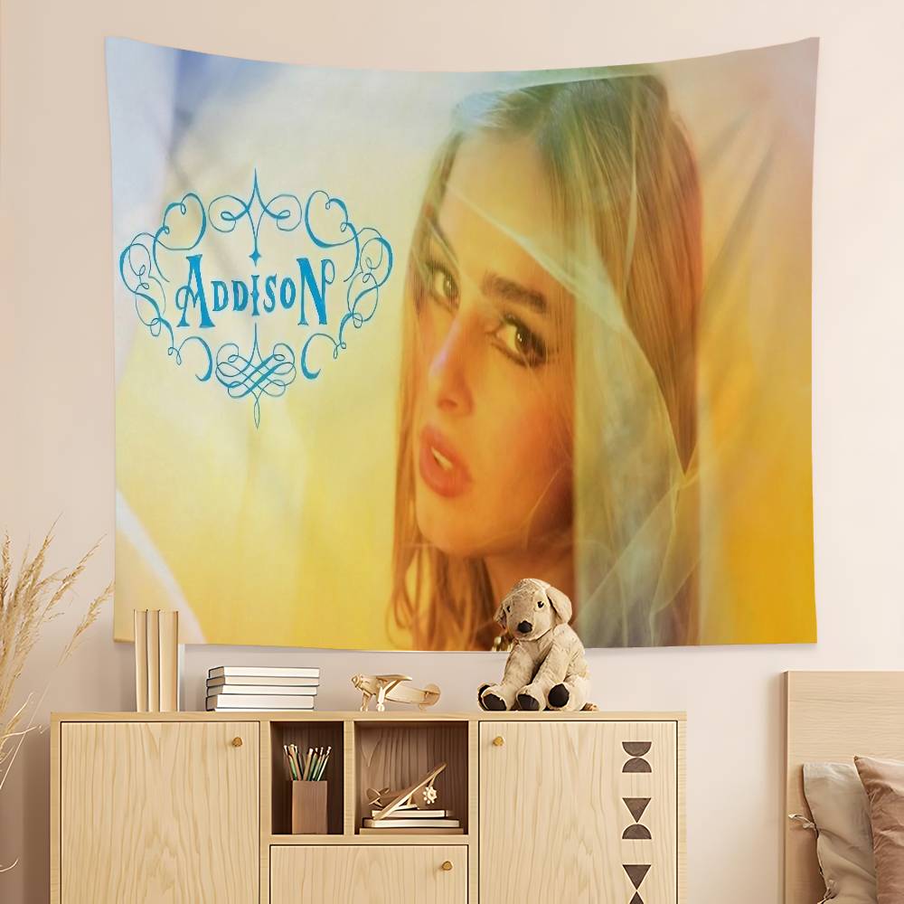 

Singer AAddison Rae Printed Large Wall Tapestry Hanging Tarot Hippie Wall Rugs Dorm Art Home Decor 74x94cm(29x37in)