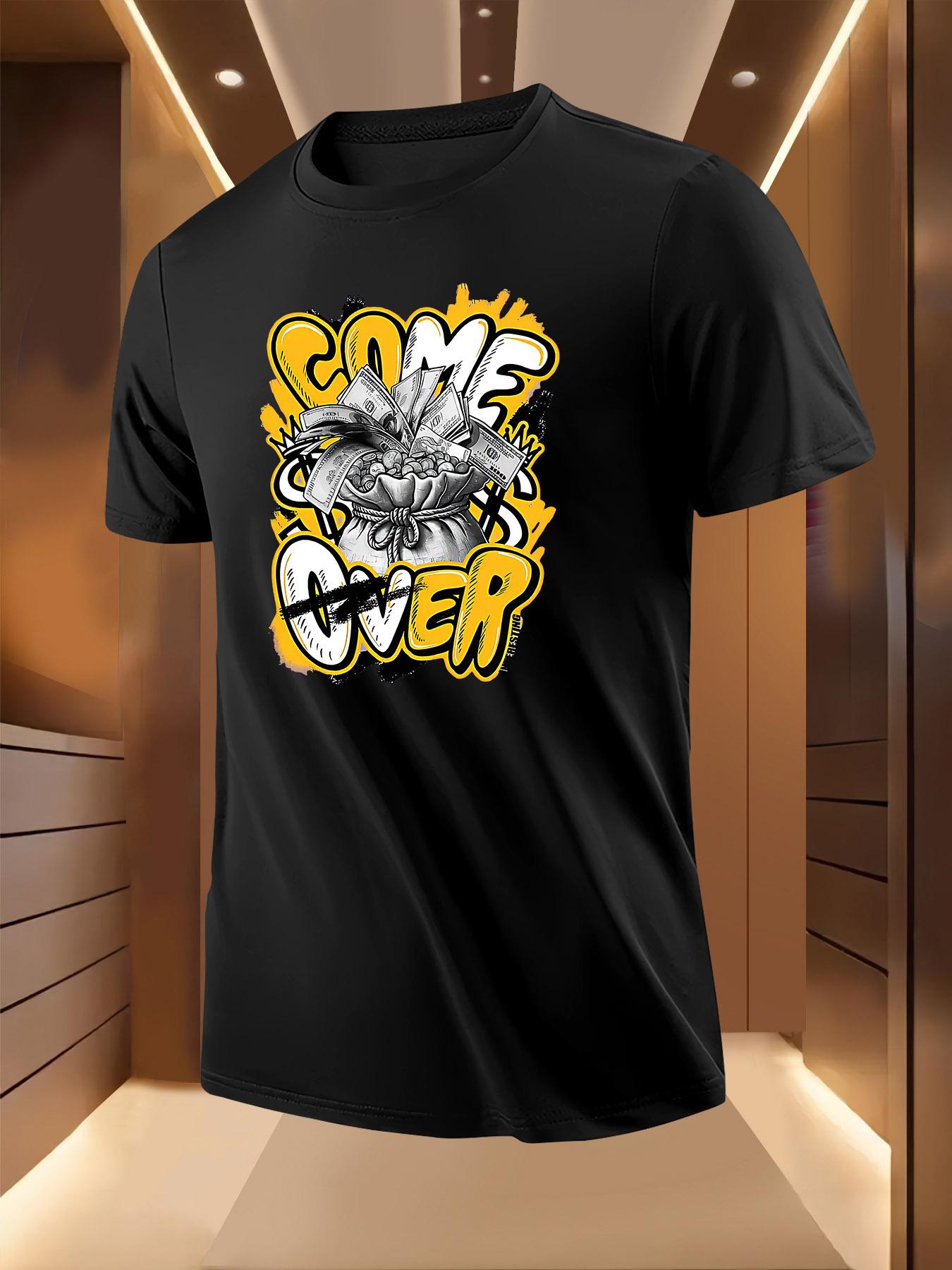 Short Sleeve Tshirt with COME OVER Graphic Print Money ... L