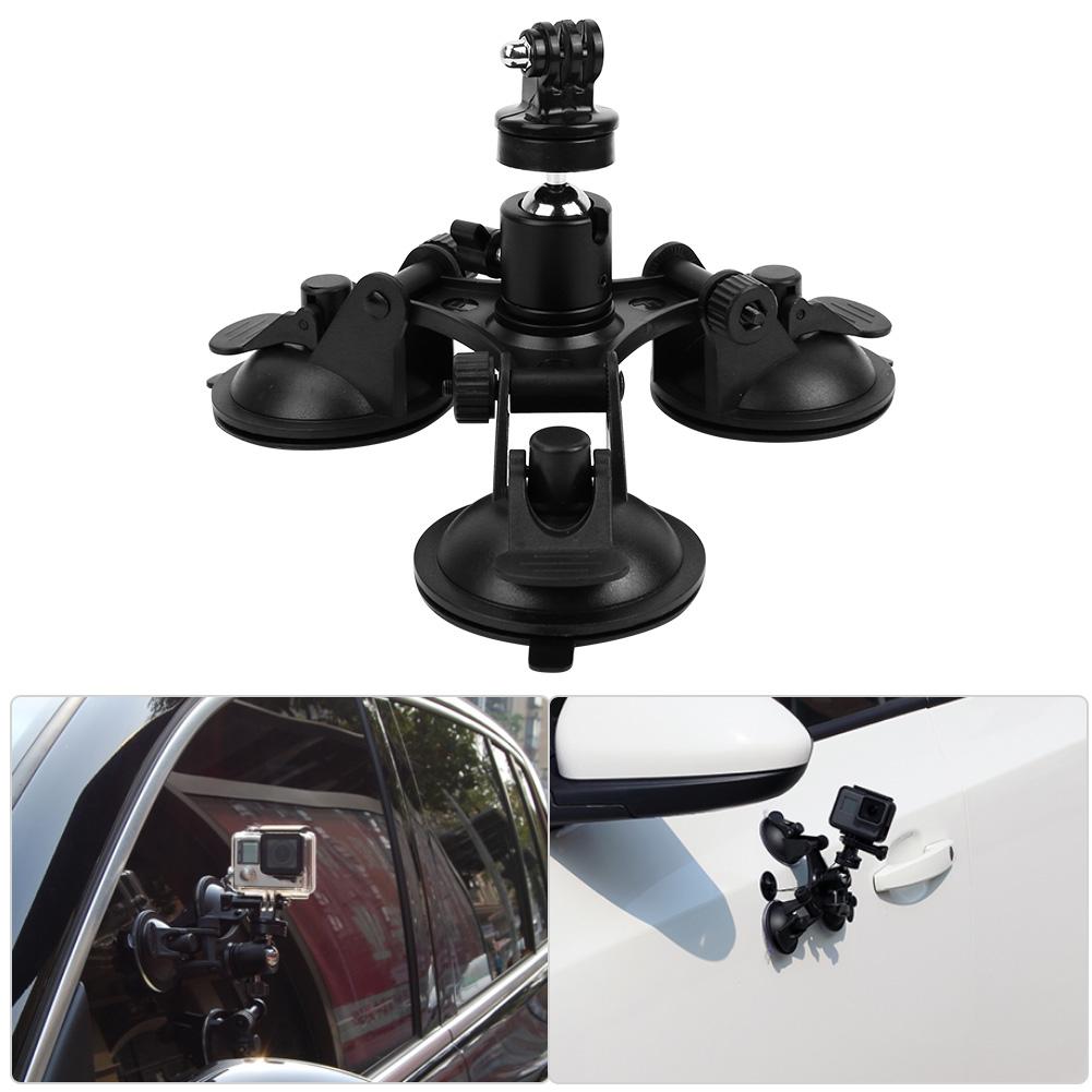 Car Triple Suction Cup Sucker Mount Holder Bracket with Ball Head for OSMO for GoPro Camera