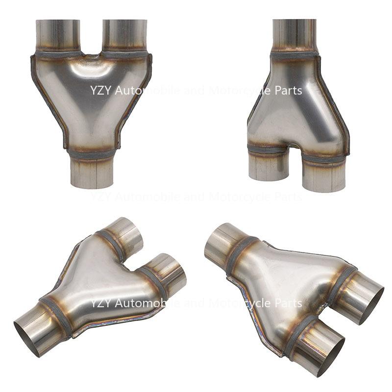 Carro 409 Tubo de escape de aço inoxidável modificado Y-tipo três vias HX Tubo de conexão de quatro vias 51 57 63 76MM