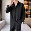 Men's Black Ice Silk Short-Sleeve Shirt, Stylish Summer Casual Loose Fit, Wrinkle-Resistant White Jacket.