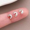 10Pcs 4Mm 18K Copper Plated Genuine Golden Thick Silvery Pattern Crescent End Buckle, Diy Jewelry Making Accessories