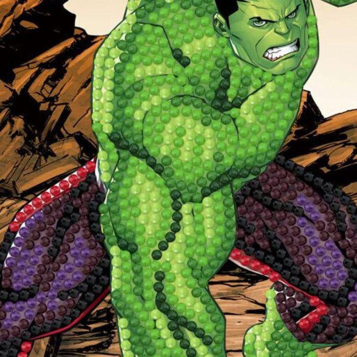 Crystal Art-kort med diamanter - Hulk - 18 x 18 cm