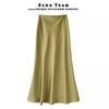 Enhanced Autumn High-Waisted Slimming Midi Skirt for Women in Acetate Satin Fabric. Please view the product before ordering.