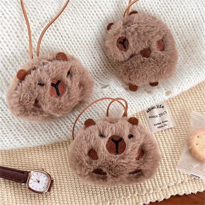 Pack of 4 Capybara Plush Keychains Charm Animal Shaped Keyring Bag and Phone Pendants Accessories Handmade Decoration