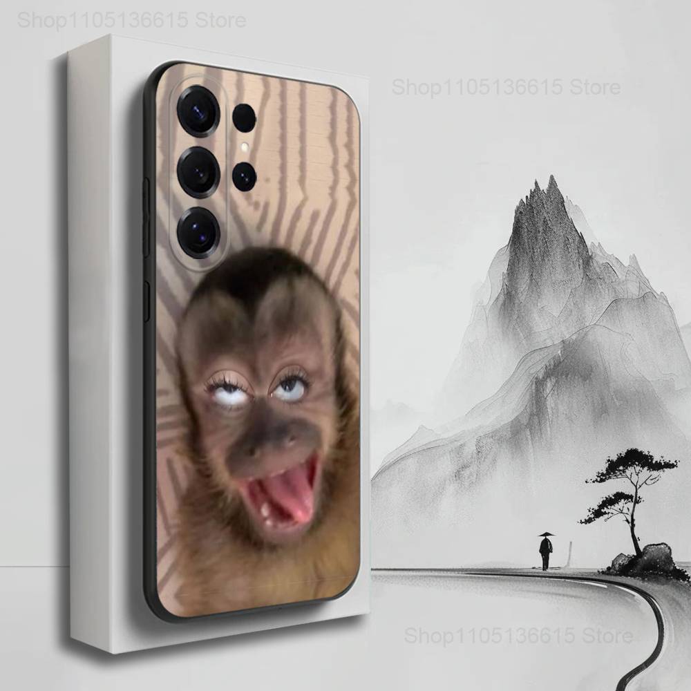 Funny Expressions Monkey Case For Samsung S23,S25,S20,S10,S9,S21,S24,S22,Ultra,FE,Plus,Lite,Soft Silicone Black