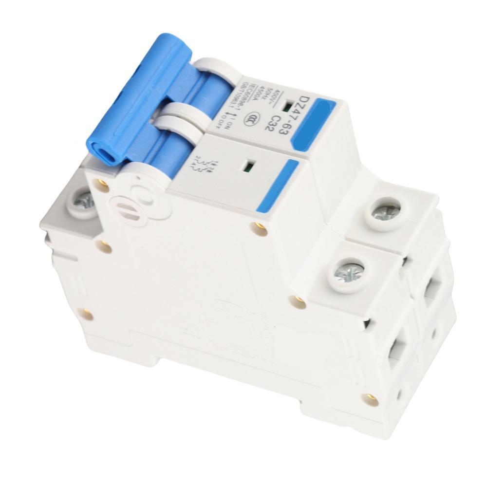 82*75*36mm 2 Pole Circuit Breaker DZ47‑63 2P 32A Current Circuit Breaker  Home Decoration
