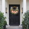 40cm Spring Wreath with Rabbit Ears & Fake Roses Plastic Vine Wall Decor for Home