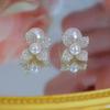 Temperament Petal Pearl Earrings Women's Niche Unique Earrings New Popular High-end Zircon Stud Earrings Silver Needles