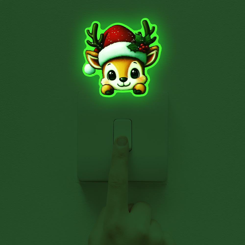 Cartoon Cute Little Deer Christmas Atmosphere Home Switch Decoration Stickers