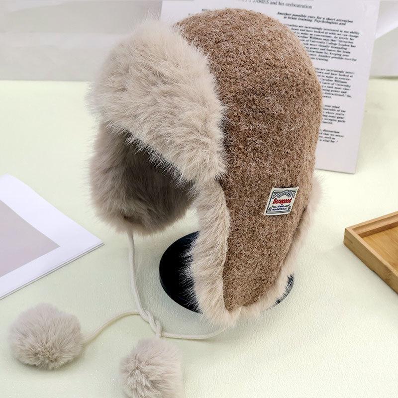 Thickened Warm Ear Cap Ladies Winter Hairy Warm Cotton Hat Outdoor Cycling Skiing Thunder Feng Hat
